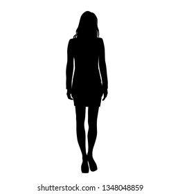 Silhouette of a woman standing, business people,
vector illustration, black color, isolated on white background