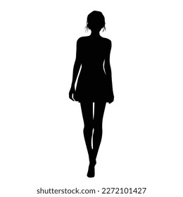 Silhouette of a woman standing,  business people, vector illustration, black color, isolated on white background