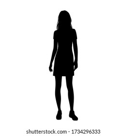 Silhouette of a woman standing,  business people,vector illustration, black color, isolated on white background