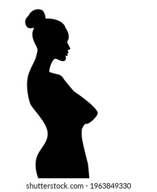 Silhouette of a woman standing, business people,vector illustration, black color, isolated on white background