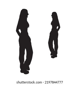 silhouette of a woman standing casually laughing