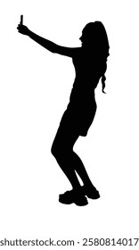 The silhouette of a woman standing using her phone emphasizes the connection women have with technology
