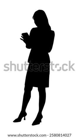The silhouette of a woman standing using her phone emphasizes the connection women have with technology