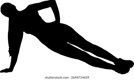 Silhouette of a woman stretching out one arm