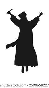 Silhouette of woman in toga and graduation cap, graduate, student - vector illustration