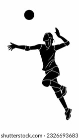 silhouette of woman volley ball smash