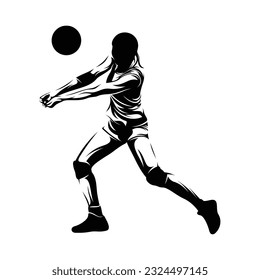 Silhouette woman volleyball player vector illustration on white background.