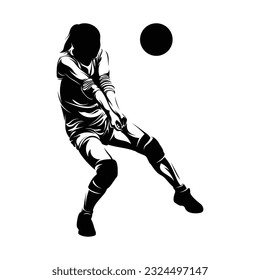 Silhouette woman volleyball player vector illustration on white background.