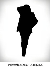 silhouette of a woman walking