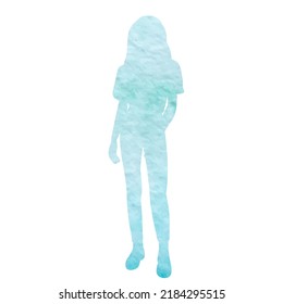 silhouette woman watercolor white background isolated, vector