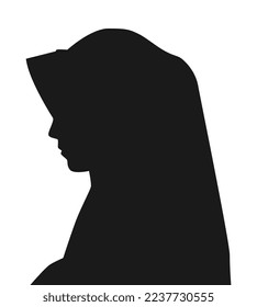 silhouette of a woman wearing a hijab side view. Muslim women's clothing. white isolated background. vector illustration.