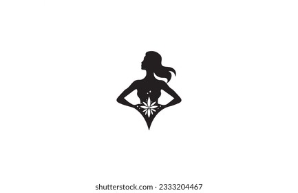  Silhouette Woman Wellness, Success, Empowered and Health logo design on white background