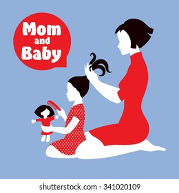 silhouette of a woman who combs his daughter
