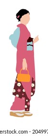 Silhouette woman (with Japanese kimono ) vector illustration