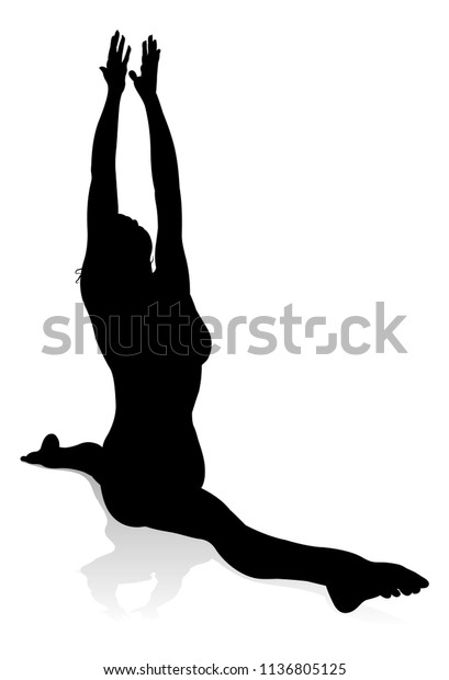 Silhouette Woman Yoga Pilates Pose Stock Vector Royalty Free