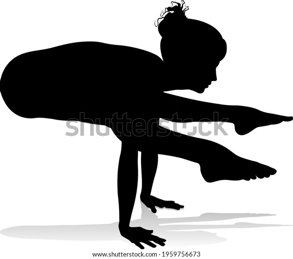 Silhouette Woman Yoga Pilates Pose Stock Vector Royalty Free