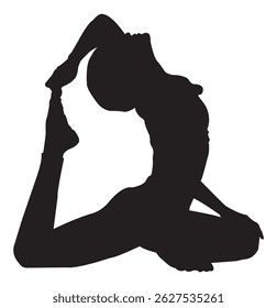 Silhouette of a Woman in a Yoga Pose. A silhouette of a woman doing yoga asana on a white background . eps 10