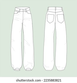 The silhouette of the woman's balloon jeans, cargo jeans, wide-leg.