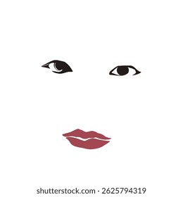 silhouette of woman's eyes and lips on a white background