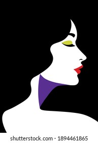 Silhouette of a woman's face with closed eyes in profile