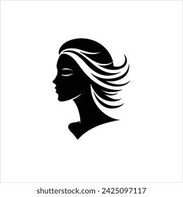 Silhouette of a Woman's Face ,Silhouette of a Female Head,  Beauty Woman Face Profile.