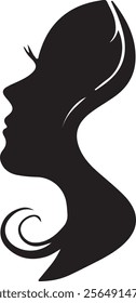 silhouette of a woman's face with long hair