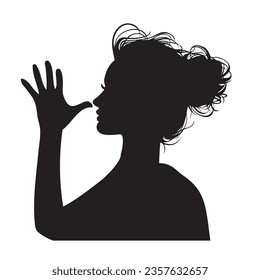 Silhouette of a woman's face with a palm outstretched to the nose