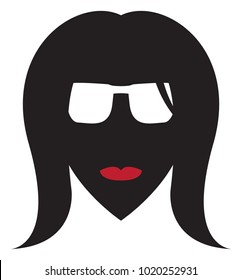 A silhouette of a woman's face with red lips isolated on a white background