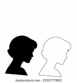 silhouette of a woman's face with short hair, looking sideways