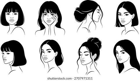 Silhouette des Gesichtes einer Frau, ein einfaches aber elegantes Design. Geeignet für verschiedene kreative Projekte, Logos oder Branding-Materialien.