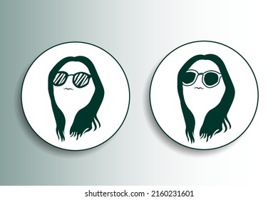Silhouette of woman's hair with glasses with circle frame