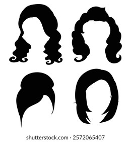 Silhouette of Woman's Hairstyles with Various Wigs