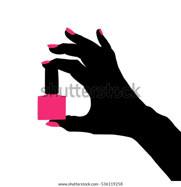Download Silhouette Womans Hand Holding Nail Polish Stock Vector ...
