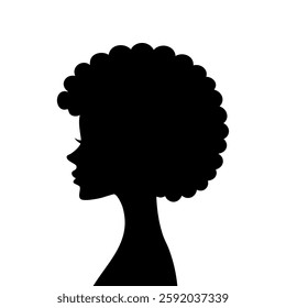 Silhouette of a woman's head with an afro hairstyle flat style illustration