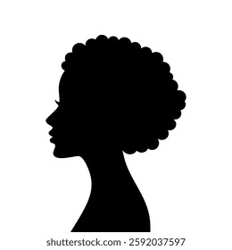 Silhouette of a woman's head with an afro hairstyle illustration