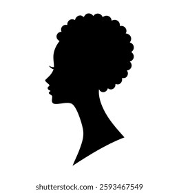 Silhouette of a woman's head with an afro hairstyle