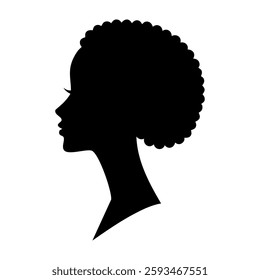 Silhouette of a woman's head with an afro hairstyle