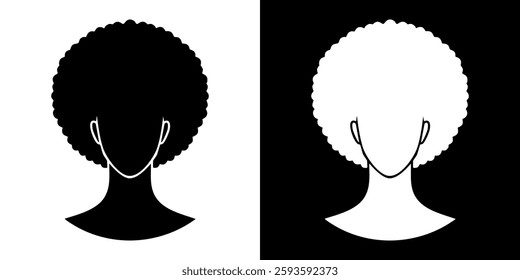 Silhouette of a woman's head with an afro hairstyle illustration character