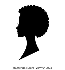 Silhouette of a woman's head with an afro hairstyle flat style illustration