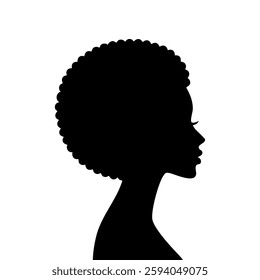 Silhouette of a woman's head with an afro hairstyle flat style illustration