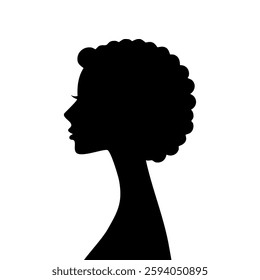 Silhouette of a woman's head with an afro hairstyle illustration character