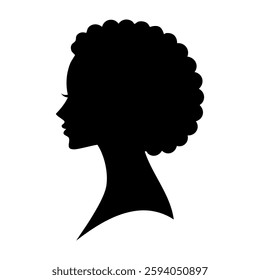 Silhouette of a woman's head with an afro hairstyle illustration character