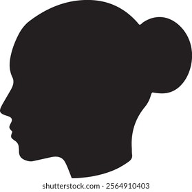 silhouette of a woman's head with a bun in the back
