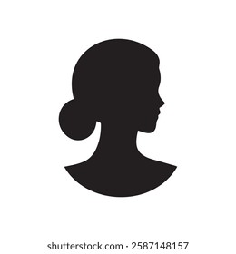 silhouette of a woman's head with a bun in the back vector