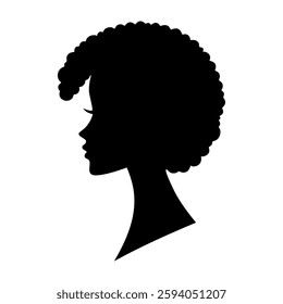 A silhouette of a woman's head with a curly hair vector
