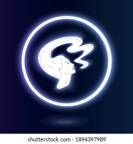 Silhouette of a woman's head and face with flying hair. Astrology zodiac sign Virgo. Vector flat design web icon