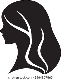 silhouette of a woman's head with long hair