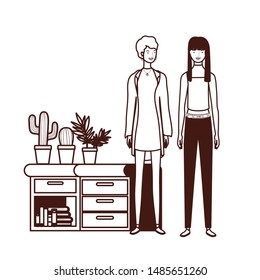 silhouette of women with bookshelf of wooden and books
