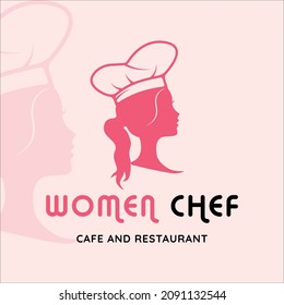 Silhouette Frauen Chef Logo Vektorgrafik Vorlage Symbol Grafik Design. Café und Restaurant Symbol für Business-Küche mit modernem Stil