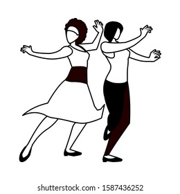 silhouette of women in dance pose on white background vector illustration design